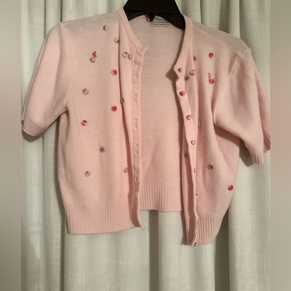 Pink crop sweater cardigan